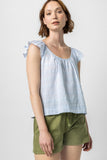 Ruffle Sleeve Top with Shirring