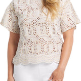 Dolman Sleeve Embroidered Blouse- Warm Sand