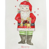 Santa with Animals Merry Christmas Dish Towel