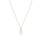16" Necklace Gold- Signature Cross Gold Charm- Off-White (Metal)