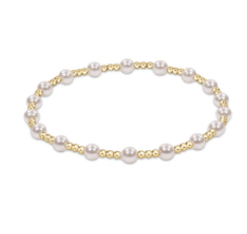 Classic Sincerity Pattern 4mm Bead Bracelet- Pearl