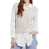 Crop Sweater Vest- Ecru Marl