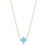 16" Necklace Gold- Signature Cross Turquoise
