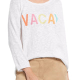 3/4 Sleeve Scoop Neck Sweater- White