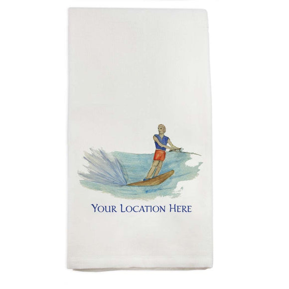 Water Skier With Lake Oconee Dishtowel