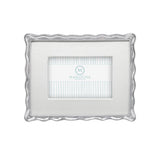 3340WH White Leather With Wavy Border 4x6 Frame